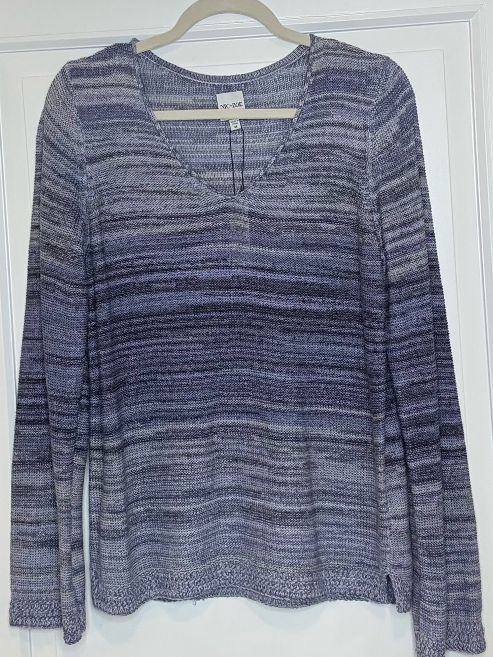 NWT NIC+ZOE Hazy Shades Purple Ombre Linen Sweater M